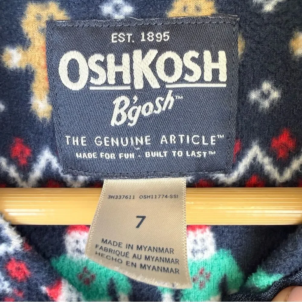 OshKosh Kids Size 7 Holiday Fair Isle B'gosh Fleece Cozie Half Zip Sweater